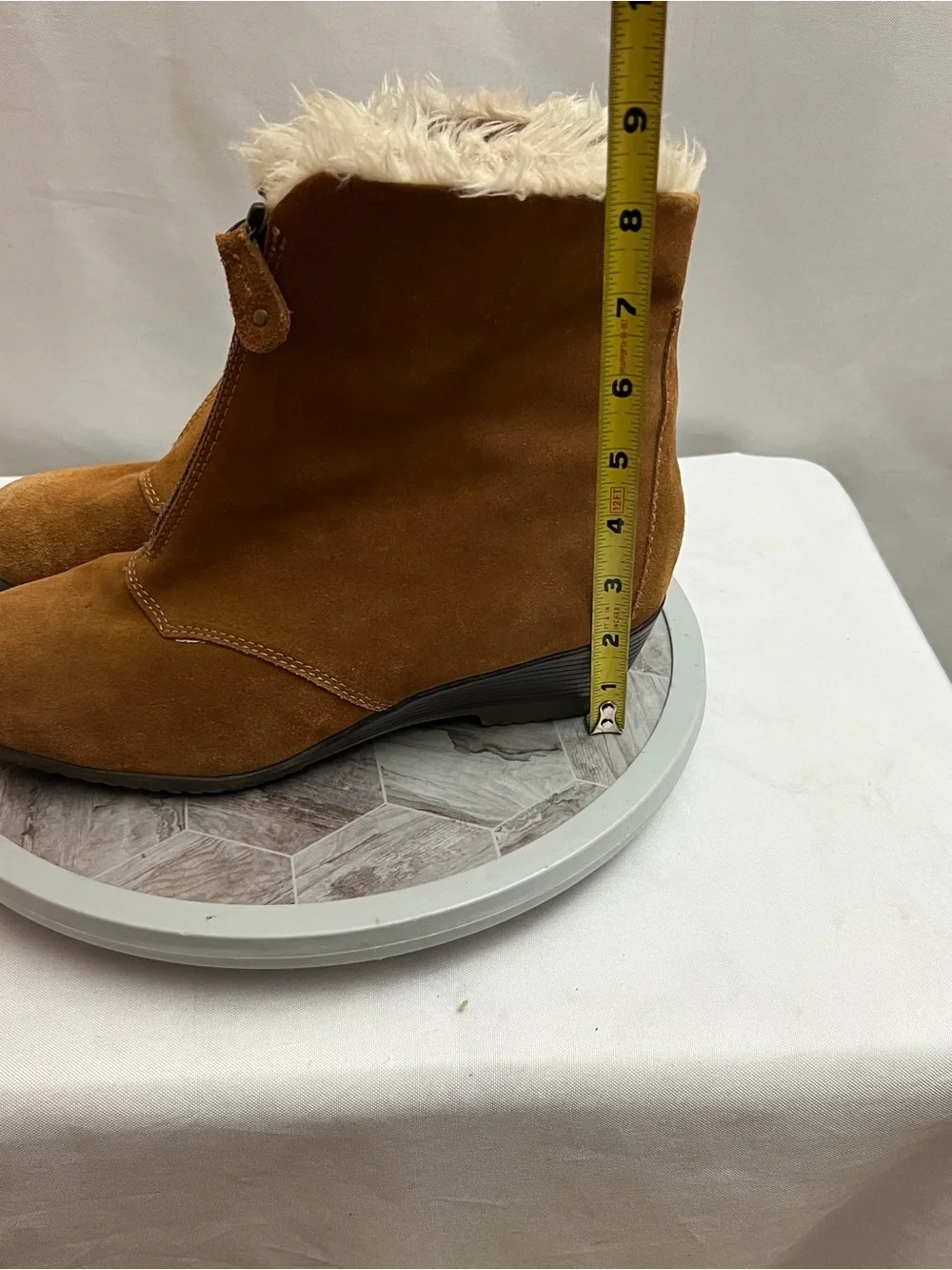 Sporto Women’s Brown Suede Faux Fur Lined Wedge Ankle Boots Size 8.5